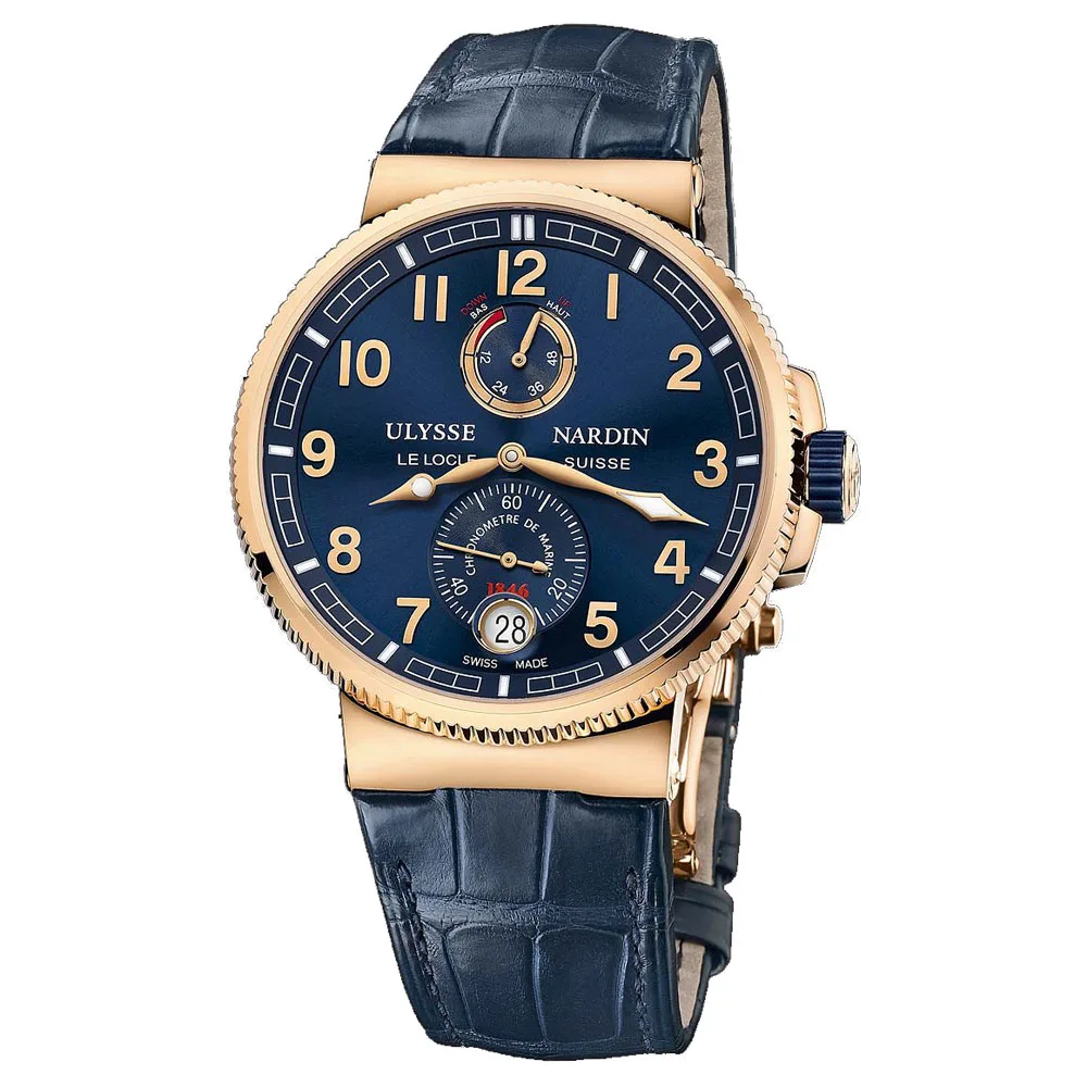 Ulysse Nardin Marine Chronometer Manufacture 43mm Rose Gold Leather Strap Watch 1186-126/63 3 Ulysse Nardin Marine Chronometer Manufacture 43mm Rose Gold Leather Strap Watch