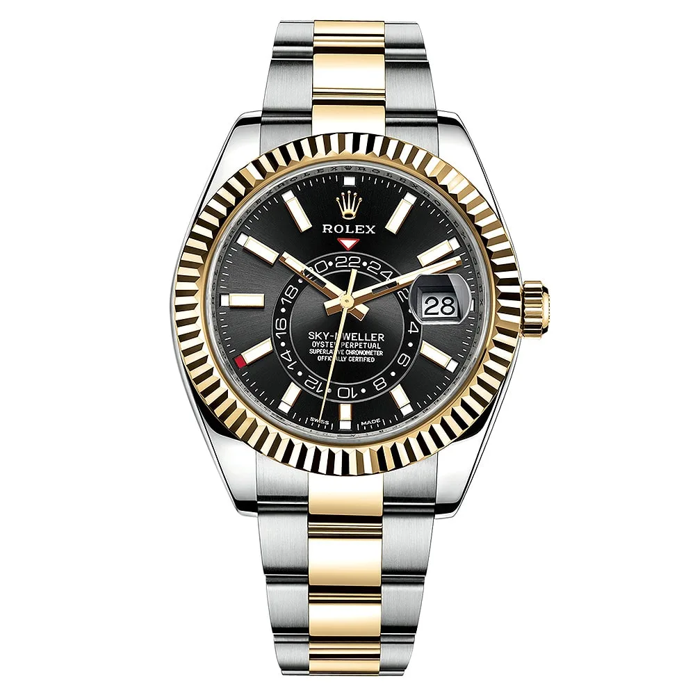Rolex Sky-Dweller 326933 Black Dial Automatic 18kt Yellow Gold Oyster Watch