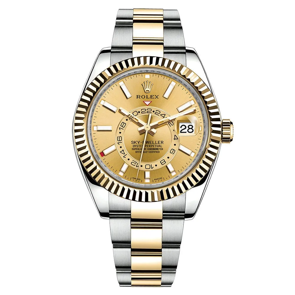 Rolex Sky-Dweller 326933 Champagne Dial Automatic 18kt Yellow Gold Oyster Watch