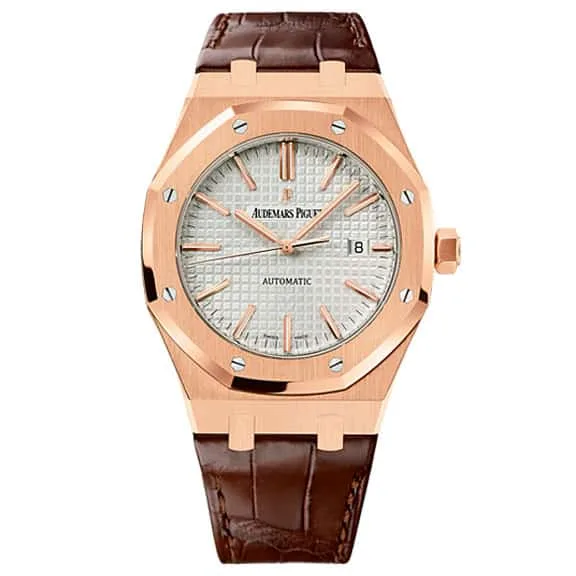 Audemars Piguet Royal Oak Self Winding Silver-toned dial 41mm Pink Gold Leather Strap Watch 15400OR.OO.D088CR.01 3 Audemars Piguet Royal Oak Self Winding Silver-toned dial 41mm Pink Gold Leather Strap Watch 15400OR.OO.D088CR.01