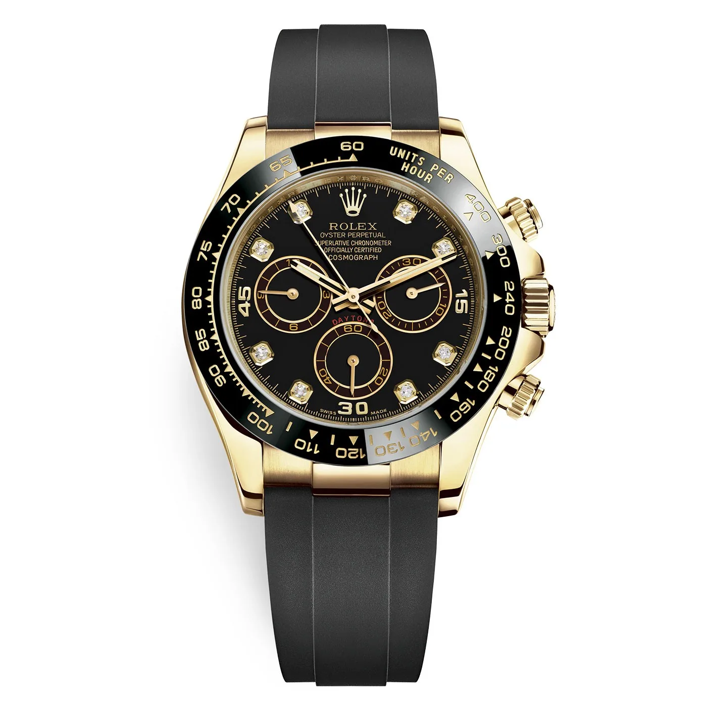 Rolex Cosmograph Daytona 116518LN Black Diamond Dial Oysterflex Yellow Gold Mens Watch 3 Rolex Cosmograph Daytona 116518LN Black Diamond