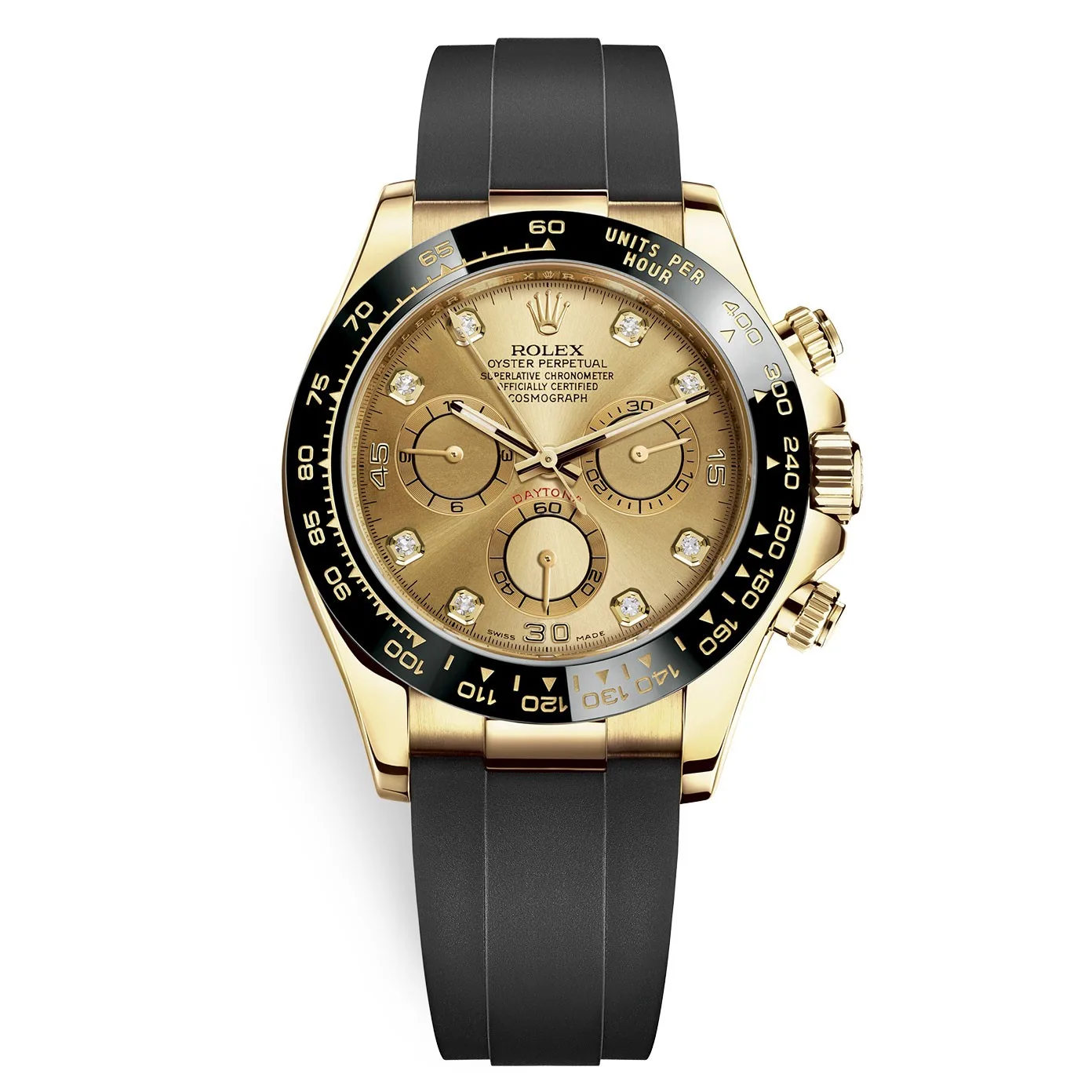 Rolex Cosmograph Daytona 116518LN Champagne Diamond Dial Oysterflex Yellow Gold Mens Watch 3 Rolex Cosmograph Daytona 116518LN Champagne Diamond Dial