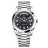 Rolex Day-Date 228206 Black Baguette 40mm Platinum Mens Watch