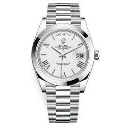 Rolex Day-Date 228206 White Roman 40mm Platinum Mens Watch