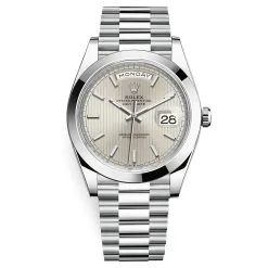 Rolex Day-Date 228206 Silver Index 40mm Platinum Mens Watch