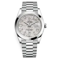 Rolex Day-Date 228206 Meteorite Baguette 40mm Platinum Mens Watch