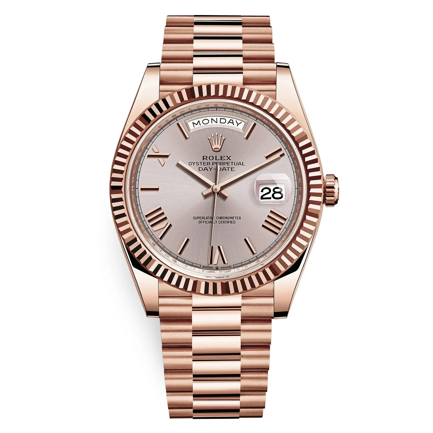 Rolex Day-Date 228235 Sundust Roman 40mm Everose Gold Mens Watch