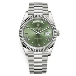 Rolex Day-Date 228239 Olive Green Roman 40mm White Gold Mens Watch