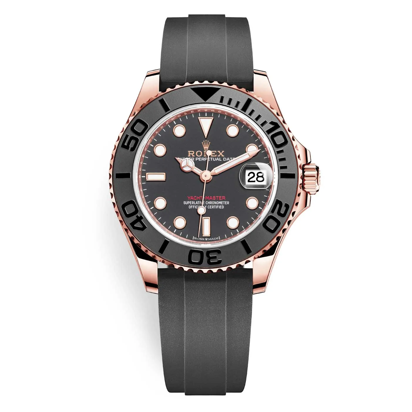 Rolex 268655 Yacht-Master Black Dial 18K Everose Gold Rubber Strap Automatic 37mm Watch 3 Rolex 268655 Yacht-Master Black Dial 18K Everose Gold Rubber Strap Automatic 37mm Watch