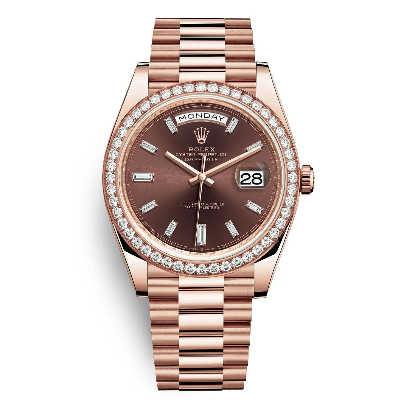Rolex Day-Date 228345RBR-0006 Chocolate Baguette Index 40mm Everose Gold Mens Watch 3 Rolex Day-Date 228345rbr Chocolate Baguette Index 40mm Everose Gold Mens Watch