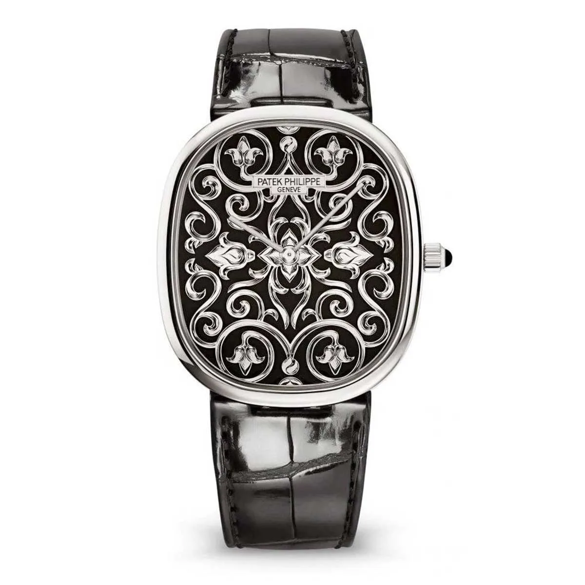 Patek Philippe 5738/51G-001 Golden Ellipse Automatic Hand-engraved and black enameled Dial Watch