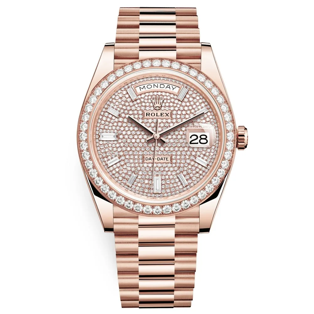 Rolex Day-Date 228345rbr Diamond-Paved dial 40mm Everose Gold Men's Watch 3 Rolex Day-Date 228345rbr Diamond-Paved
