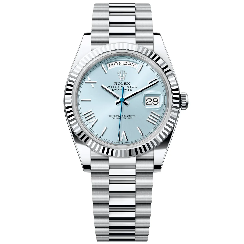 Rolex Day-Date 228236-0012 Ice Blue Roman Dial 40mm Platinum Men's Watch