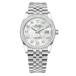 Rolex Datejust 126284rbr White MOP Diamond Jubilee 36mm Stainless Steel Midsize Watch