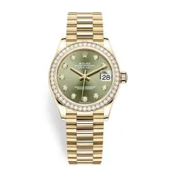 Rolex Datejust 278288rbr Green Diamond President 31mm Yellow Gold Ladies Watch