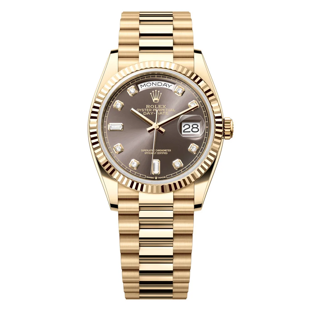 Rolex Day-Date 128238-0022 Dark Grey-Diamond Dial 36mm Yellow Gold Midsize Watch 3 Rolex Day-Date 128238-0022 Dark Grey-Diamond Dial 36mm Yellow Gold Midsize Watch