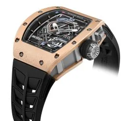 RM 30 01 With Declutchable Rotor in Rose Gold Titanium on Black Rubber Strap with Skeleton Dial RM 30 01 RG side