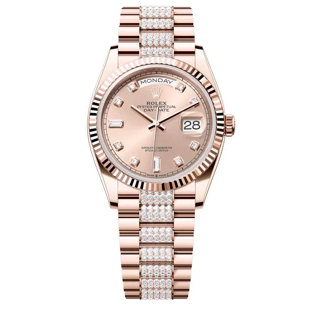 Rolex Day-Date 128235-0019 Pink Diamond Dial 36mm Everose Gold Midsize Diamond Bracelet Watch 3 Rolex Day-Date 128235-0019 Pink Diamond Dial 36mm Everose Gold Midsize Diamond Bracelet Watch