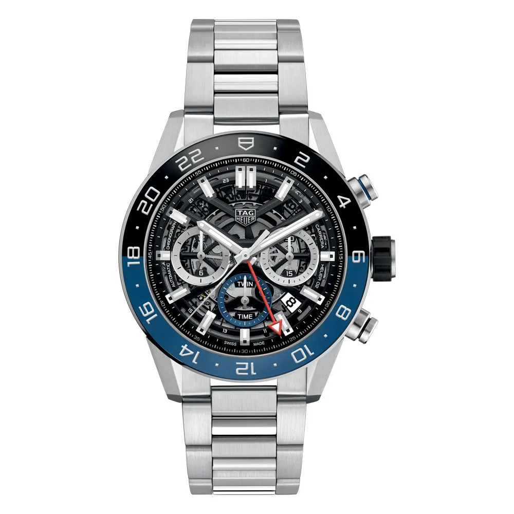 TAG Heuer CBG2A1Z.BA0658 Carrera Calibre Heuer 02 GMT Stainless Steel Skeleton Dial Watch 3 TAG Heuer CBG2A1Z.BA0658 Carrera Calibre Heuer 02 GMT Stainless Steel Skeleton Dial Watch