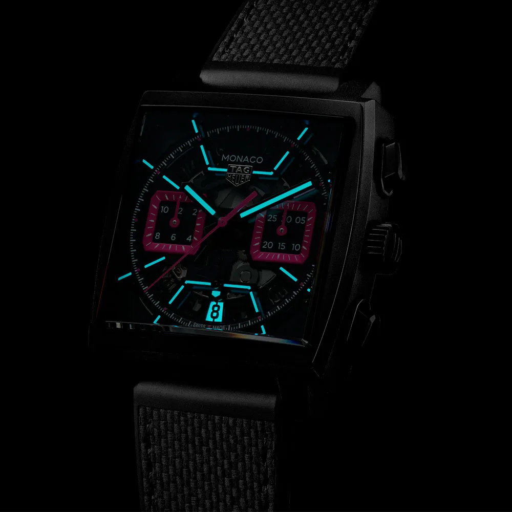 TAG Heuer CBL218B.FT6236 Monaco Calibre Heuer 02 Titanium DLC Skeleton - Pink Dial Watch 4 TAG Heuer CBL218B.FT6236 Monaco Calibre Heuer 02 Titanium DLC Skeleton - Pink Dial Watch - Image 2