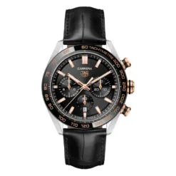 TAG Heuer CBN2A5A.FC6481 Carrera Calibre Heuer 02 44 Stainless Steel Rose Gold Black Dial Watch