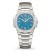 Patek Philippe 7010/1G-013 Nautilus Blue Dial 18K White Gold Diamond Bezel Ladies Watch