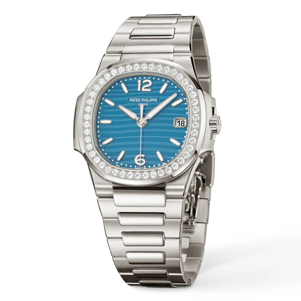 Patek Philippe 7010/1G-013 Nautilus Blue Dial 18k White Gold Diamond Bezel Ladies Watch 8 Patek Philippe 7010/1G-013 Nautilus Blue Dial 18k White Gold Diamond Bezel Ladies Watch - Image 6