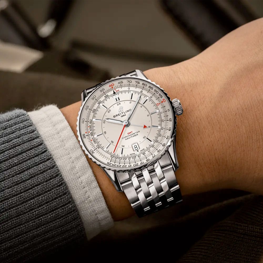 Breitling A32310211G1A1 Navitimer Gmt 41 Automatic Stainless Steel Silver Dial Watch - Image 3