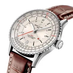 Breitling A32310211G1P1 Navitimer GMT 41 Automatic Stainless Steel Alligator Silver Dial Watch - Image 2