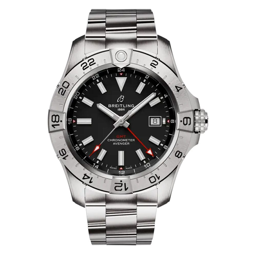 Breitling A32320101B1A1 Avenger Automatic Gmt 44 Stainless Steel Black Dial Watch