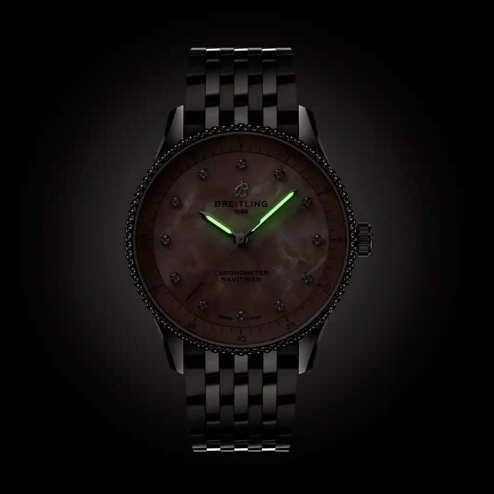 Breitling A77320D91K1A1 Navitimer Quartz 32 Stainless Steel Pink Mother-Of-Pearl Dial Watch - Image 3