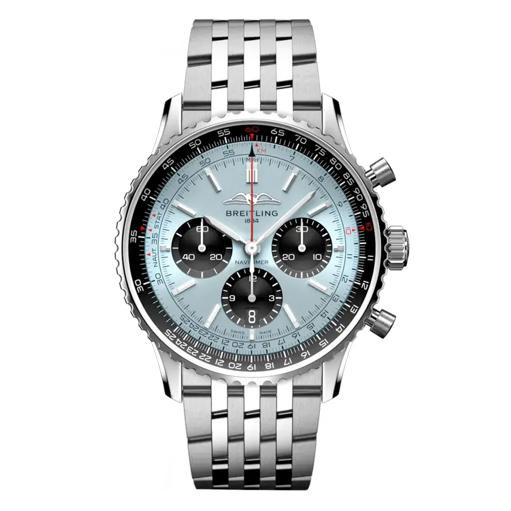 Breitling AB0138241C1A1 Navitimer B01 Chronograph 43 Stainless Steel Ice Blue Dial Watch