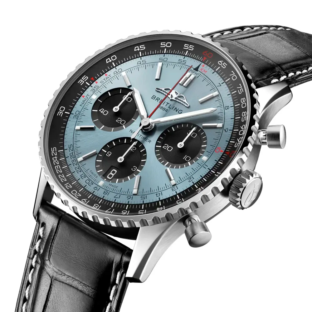 Breitling AB0139241C2P1 Navitimer B01 Chronograph 41 Stainless Steel Alligator Ice Blue Dial Watch - Image 2