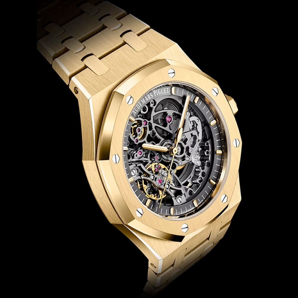 Audemars Piguet 15407BA.OO.1220BA.01 Royal Oak Double Balance Wheel Openworked Yellow Gold Skeleton Dial Watch 5 Audemars Piguet 15407BA.OO.1220BA.01 Royal Oak Double Balance Wheel Openworked Yellow Gold Skeleton Dial Watch - Image 3