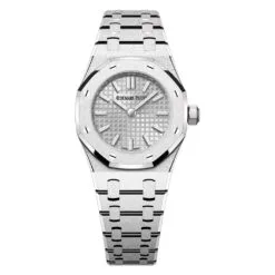 Audemars Piguet 67630BC.GG.1312BC.01-B Royal Oak Mini Frosted White Gold Quartz Silver Dial Watch