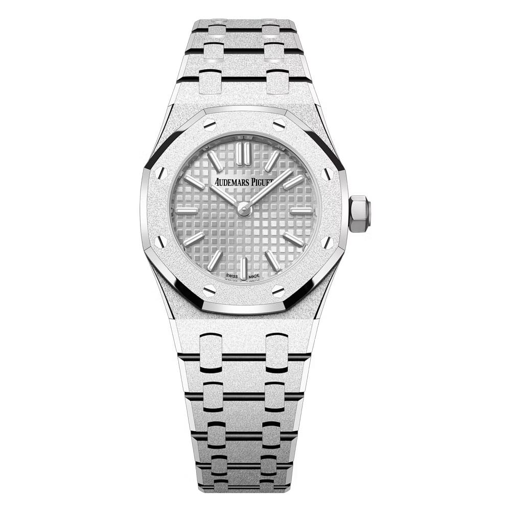 Audemars Piguet 67630Bc.gg.1312Bc.01-B Royal Oak Mini Frosted White Gold Quartz Silver Dial Watch