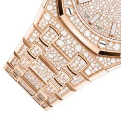 Audemars Piguet 77452OR.ZZ.1365OR.01 Royal Oak Selfwinding Pink Gold - Snow-Set Dial Watch - Image 3