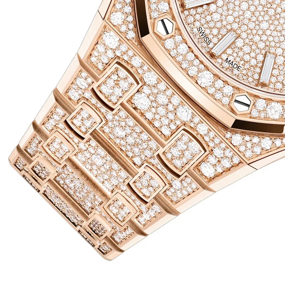 Audemars Piguet 77452OR.ZZ.1365OR.01 Royal Oak Selfwinding Pink Gold - Snow-Set Dial Watch - Image 3