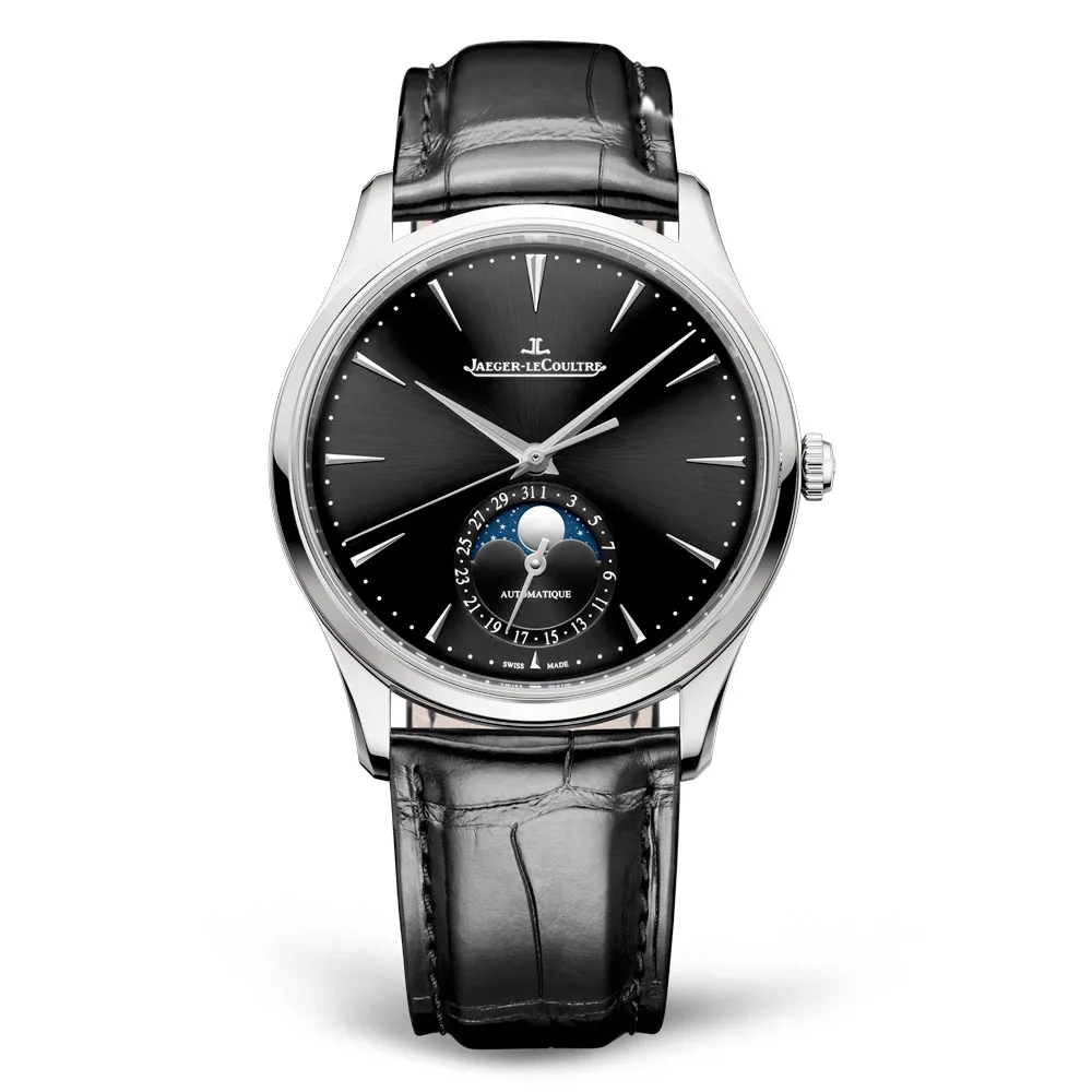 Jaeger-LeCoultre Q1368471 Master Ultra Thin Moon Stainless Steel Black Dial Watch