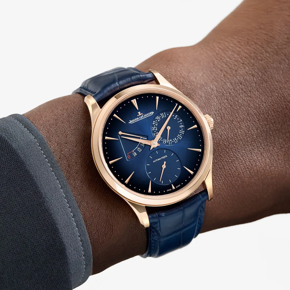 Jaeger-LeCoultre Q137258J Master Ultra Thin Power Reserve Pink Gold Gradient Blue Dial Watch - Image 3