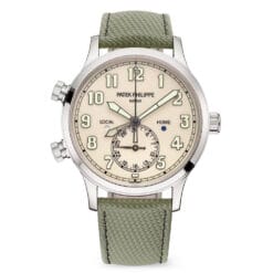 Patek Philippe 5524G-010 Calatrava Pilot Travel Time Ivory Dial White Gold Watch