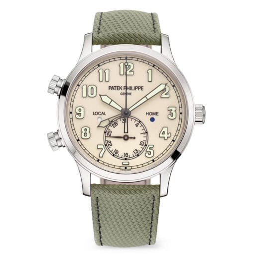 Patek Philippe 5524G-010 Calatrava Pilot Travel Time Ivory Dial White Gold Watch