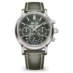 Patek Philippe 5204G-001 Split-Seconds Chronograph Perpetual Calendar White Gold Olive Dial Watch