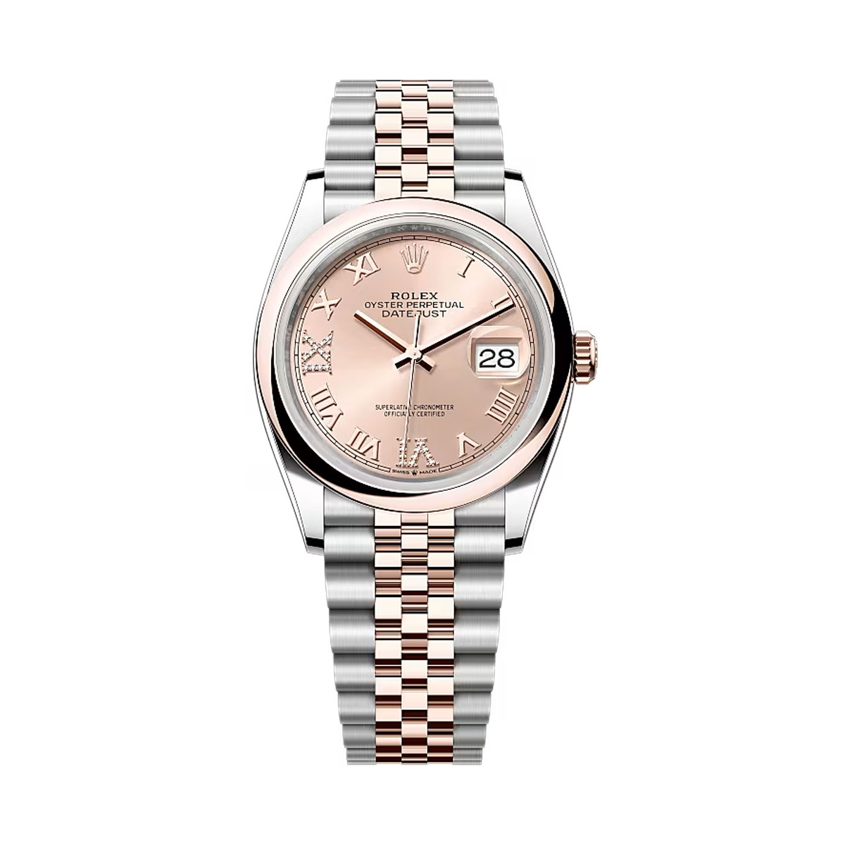 Rolex 126201-0027 Datejust 36mm Stainless Steel - Everose Gold Jubilee Rose Roman Diamond Dial Watch 3 Rolex 126201-0027 Datejust 36mm Stainless Steel - Everose Gold Jubilee Rose Roman Diamond Dial Watch