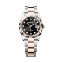 Rolex 126231-0020 Datejust 36mm Stainless Steel - Everose Gold Oyster Black Diamond Dial Watch