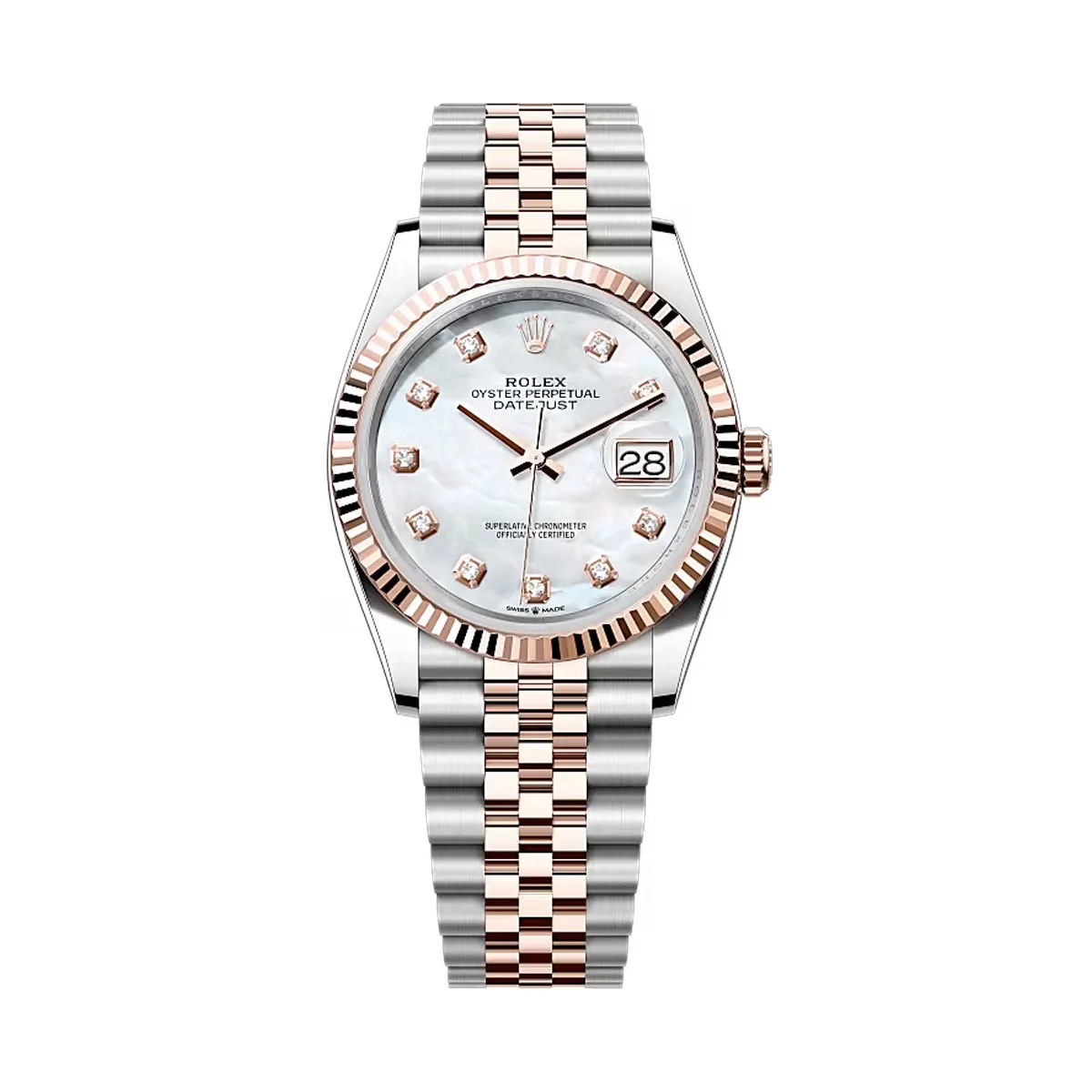 Rolex 126231-0021 Datejust 36mm Stainless Steel - Everose Gold Jubilee Mother-of-Pearl Diamond Dial Watch 3 Rolex 126231-0021 Datejust 36mm Stainless Steel - Everose Gold Jubilee Mother-of-Pearl Diamond Dial Watch