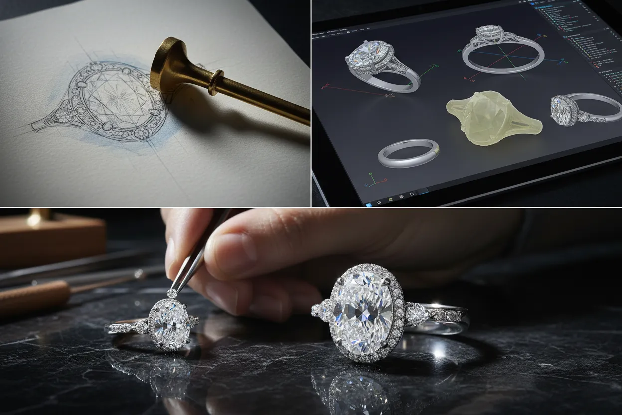 Custom engagement ring handcrafted by Mio Jewelry