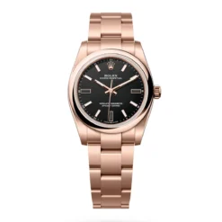 Rolex 124205-0001 Oyster Perpetual 34mm Everose Gold Black Dial Watch