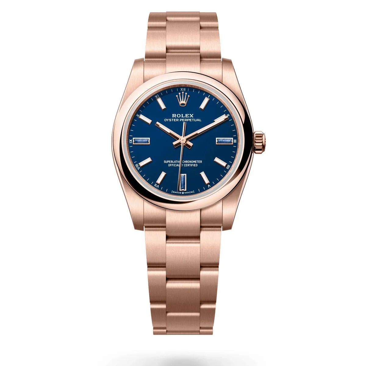 Rolex 124205-0002 Oyster Perpetual 34mm Everose Gold Blue Stone Dial Watch 3 Rolex 124205-0002 Oyster Perpetual 34mm Everose Gold Blue Stone Dial Watch