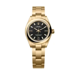 Rolex 276208-0001 Oyster Perpetual 28mm Yellow Gold Black Dial Watch